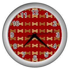 Dog Bone Background Dog Bone Pet Wall Clocks (silver)  by Amaryn4rt