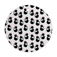 Cat Seamless Animal Pattern Ornament (round) by Amaryn4rt