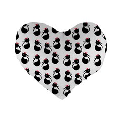 Cat Seamless Animal Pattern Standard 16  Premium Flano Heart Shape Cushions by Amaryn4rt