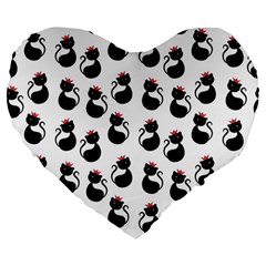 Cat Seamless Animal Pattern Large 19  Premium Flano Heart Shape Cushions by Amaryn4rt