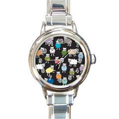 Sheep Cartoon Colorful Round Italian Charm Watch