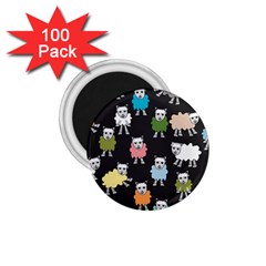 Sheep Cartoon Colorful 1 75  Magnets (100 Pack) 