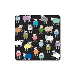 Sheep Cartoon Colorful Square Magnet by Amaryn4rt