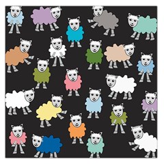 Sheep Cartoon Colorful Large Satin Scarf (square)