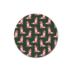 Dog Animal Pattern Magnet 3  (round) by Amaryn4rt