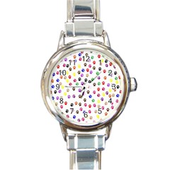 Paw Prints Background Round Italian Charm Watch