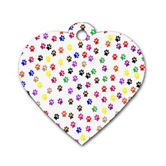 Paw Prints Background Dog Tag Heart (two Sides) by Amaryn4rt