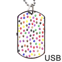 Paw Prints Background Dog Tag Usb Flash (one Side)