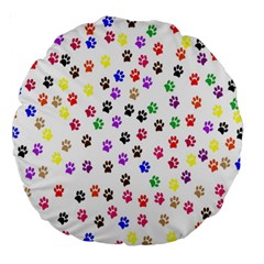 Paw Prints Background Large 18  Premium Round Cushions by Amaryn4rt