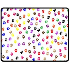 Paw Prints Background Double Sided Fleece Blanket (medium)  by Amaryn4rt