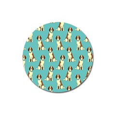 Dog Animal Pattern Magnet 3  (round) by Amaryn4rt