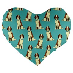 Dog Animal Pattern Large 19  Premium Flano Heart Shape Cushions by Amaryn4rt