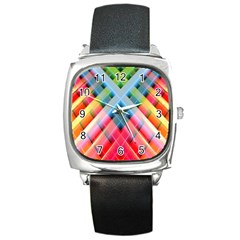 Graphics Colorful Colors Wallpaper Graphic Design Square Metal Watch by Amaryn4rt