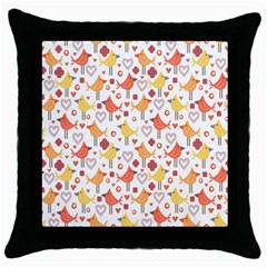 Animal Pattern Happy Birds Seamless Pattern Throw Pillow Case (black) by Amaryn4rt