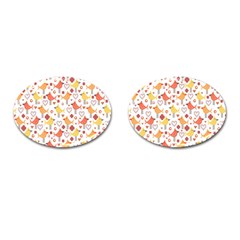 Animal Pattern Happy Birds Seamless Pattern Cufflinks (oval) by Amaryn4rt