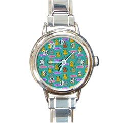 Meow Cat Pattern Round Italian Charm Watch by Amaryn4rt