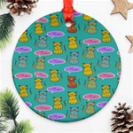 Meow Cat Pattern Ornament (Round) Front