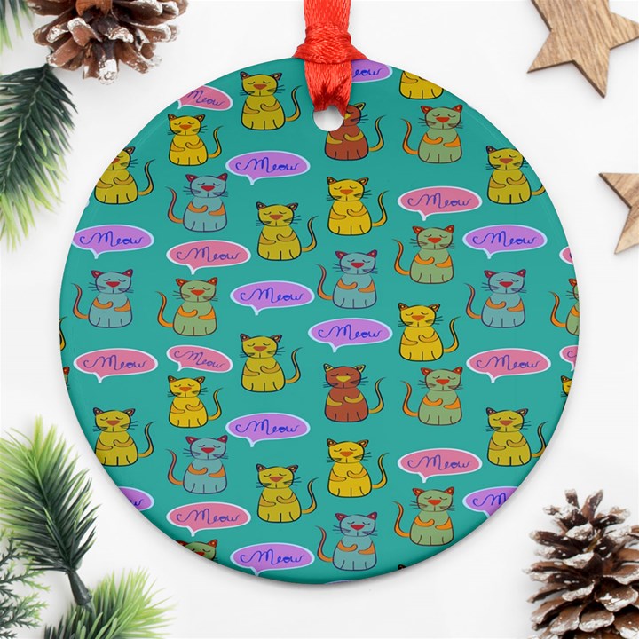 Meow Cat Pattern Ornament (Round)