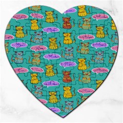 Meow Cat Pattern Jigsaw Puzzle (heart) by Amaryn4rt