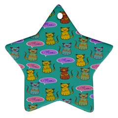 Meow Cat Pattern Star Ornament (two Sides) by Amaryn4rt