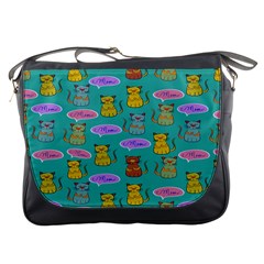 Meow Cat Pattern Messenger Bags by Amaryn4rt