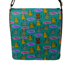 Meow Cat Pattern Flap Messenger Bag (l)  by Amaryn4rt