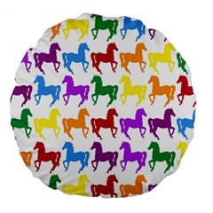 Colorful Horse Background Wallpaper Large 18  Premium Round Cushions by Amaryn4rt