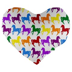 Colorful Horse Background Wallpaper Large 19  Premium Heart Shape Cushions by Amaryn4rt