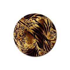 Stripes Tiger Pattern Safari Animal Print Rubber Round Coaster (4 Pack) 