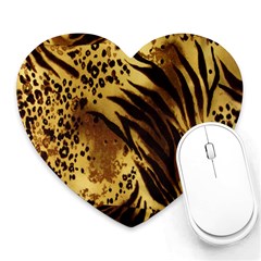 Stripes Tiger Pattern Safari Animal Print Heart Mousepads by Amaryn4rt