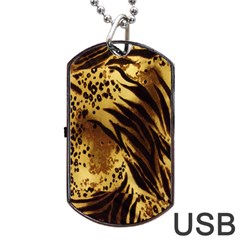 Stripes Tiger Pattern Safari Animal Print Dog Tag Usb Flash (two Sides) by Amaryn4rt