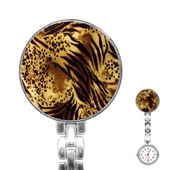 Stripes Tiger Pattern Safari Animal Print Stainless Steel Nurses Watch by Amaryn4rt