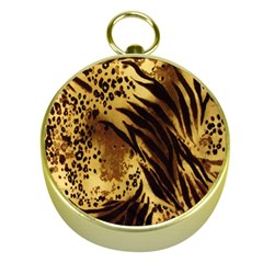 Stripes Tiger Pattern Safari Animal Print Gold Compasses by Amaryn4rt