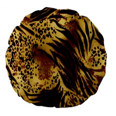 Stripes Tiger Pattern Safari Animal Print Large 18  Premium Flano Round Cushions by Amaryn4rt