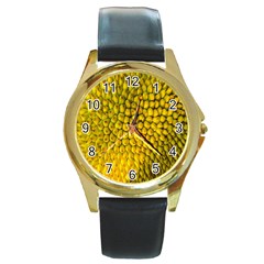 Jack Shell Jack Fruit Close Round Gold Metal Watch by Amaryn4rt