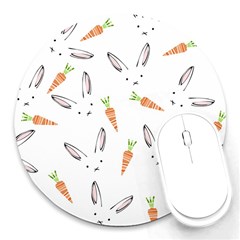 Rabbit Carrot Pattern Weft Step Round Mousepads by Amaryn4rt