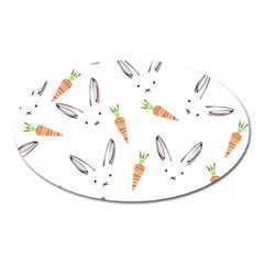 Rabbit Carrot Pattern Weft Step Oval Magnet by Amaryn4rt