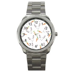 Rabbit Carrot Pattern Weft Step Sport Metal Watch