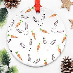 Rabbit Carrot Pattern Weft Step Round Ornament (two Sides) by Amaryn4rt