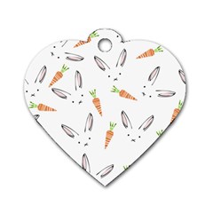 Rabbit Carrot Pattern Weft Step Dog Tag Heart (two Sides) by Amaryn4rt