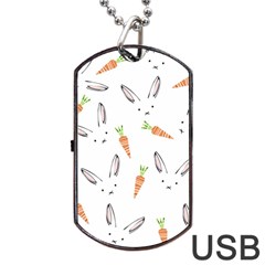 Rabbit Carrot Pattern Weft Step Dog Tag Usb Flash (one Side) by Amaryn4rt