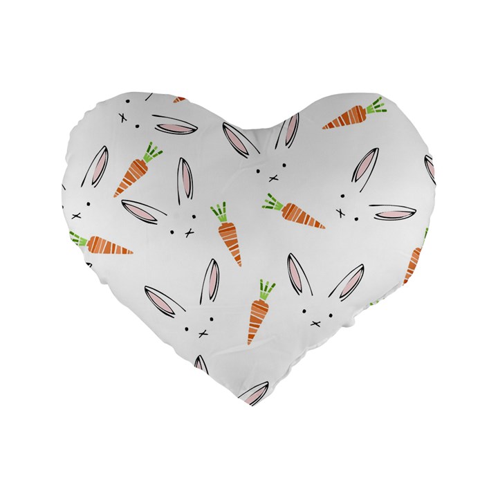 Rabbit Carrot Pattern Weft Step Standard 16  Premium Heart Shape Cushions