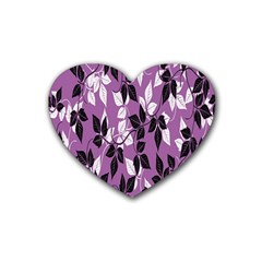 Floral Pattern Background Rubber Coaster (heart)  by Amaryn4rt