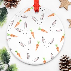 Rabbit Carrot Pattern Weft Step Ornament (round) by Amaryn4rt