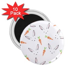 Rabbit Carrot Pattern Weft Step 2 25  Magnets (10 Pack)  by Amaryn4rt