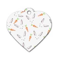 Rabbit Carrot Pattern Weft Step Dog Tag Heart (one Side) by Amaryn4rt