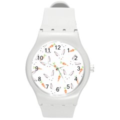 Rabbit Carrot Pattern Weft Step Round Plastic Sport Watch (m)