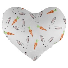 Rabbit Carrot Pattern Weft Step Large 19  Premium Heart Shape Cushions by Amaryn4rt