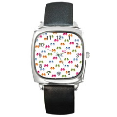 Pattern Birds Cute Design Nature Square Metal Watch