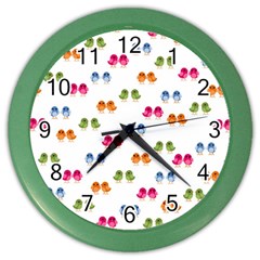 Pattern Birds Cute Design Nature Color Wall Clocks by Amaryn4rt